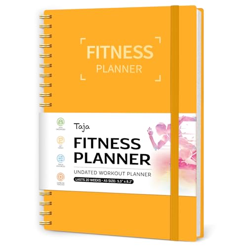 Fitness Workout Journal for Women & Men, A5(5.5" x 8.2") Workout Log Book Planner for Tracking, Progress, and Achieving Your Wellness Goals-Yellow - color: k.Yellow