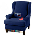 Granbest Premium Water Repellent Wingback Chair Cover 2-Piece High Stretch Jacquard Fabric Wing Back Chair Slipcovers (Wing Chair Cover, Navy Blue) - color: Navy Blue