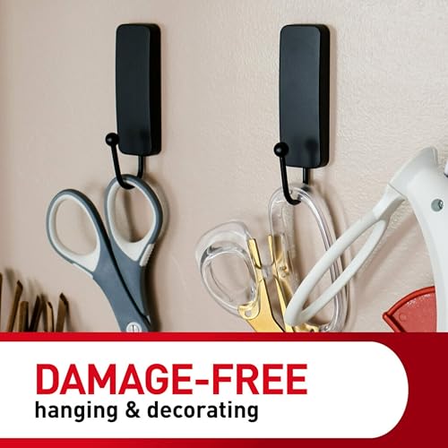 Command Medium Matte Black Wall Hook, 2 Coat Hooks and 4 Strips, Damage-Free Hanging with Adhesive, No Tools Great for Hanging Back to School Dorm Organizers, Holds up to 3 lb - color: Matte Black