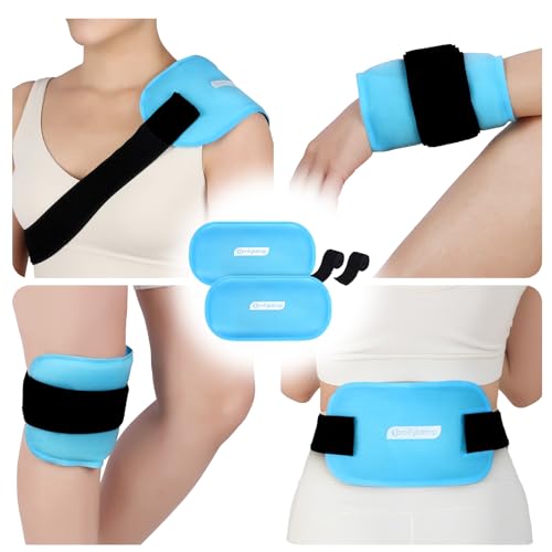 Comfytemp Gel Ice Packs for Injuries Reusable, FSA Eligible HSA, Hot Cold Compress Soft Ice Packs, Pain Relief for Ankles, Knees, Wrist, Shoulders, Back and More, Recovery Items for Men Women, 2Packs - size: 10"x5"
