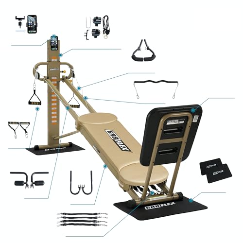 GR8FLEX Performance Gym for Total Over 100 Exercises, Multi-Functional Workout Machine, High Performance Strength Training, Cardio, and Full Body Fitness Equipment for Home Use - style: Golden Model