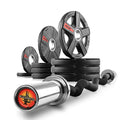 XMARK Olympic Weight Set | TEXAS STAR Weight Set Rubber-Coated Olympic Weight Set With XMARK BLACKSMITH Barbell Bar, Barbell Weight Set, Weights, Barbell - color: 05) CURL BAR & 65 lb Weight Set