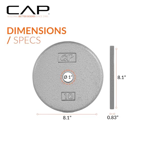 CAP Barbell Standard 1-Inch Cast Iron Weight Plates - Singles & Sets | 1.25-50 lbs | Multiple Options - color: Gray, size: 10 lb - Set of 2