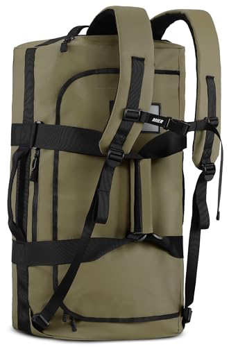MIER 40L/60L/90L Water Resistant Backpack Duffel, Heavy Duty Duffle Bags | Heavy-Duty; Inner Zipper Pockets; Suit for Travel Gym Camping Sports Weekend Getaways; Convertible with Backpack Straps - color: Dark Green, size: 60l