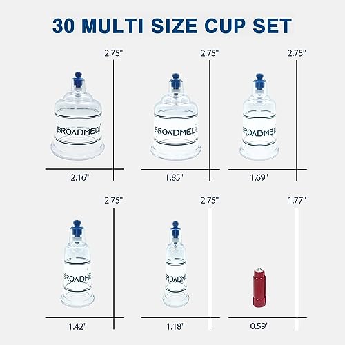 Premium Cupping Therapy 30 Cups Set, Including Pump Handle, Extension Tube, Massage Sticks, Made in Korea - size: 30 Cups