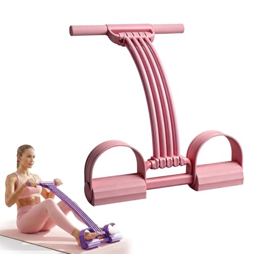 Pedal Resistance Bands with Handles, 2026 New Multifunction Tension Rope Elastic Fitness Band for Home Workout, Yoga, Stretching, Full Body Exercise for Arms, Legs, Waist - color: Pink
