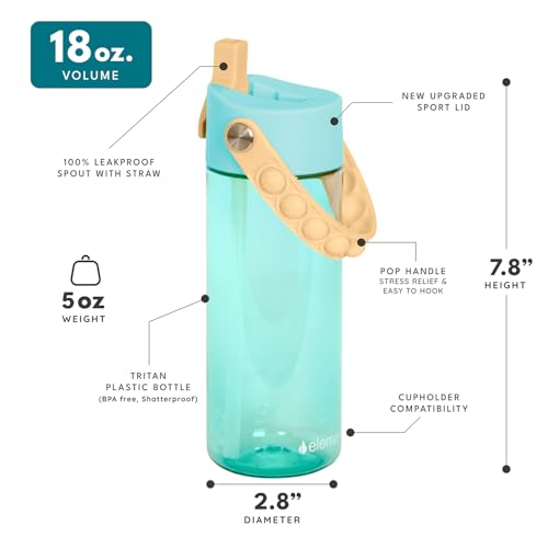 Elemental Water Bottles for Kids - Splash Kids Water Bottle for School with Pop-it Handle - BPA Free Tritan Plastic Water Bottle with Straw Leak Proof when Spout is Closed - Lemon Sky - 18oz - color: Lemon Sky 18oz