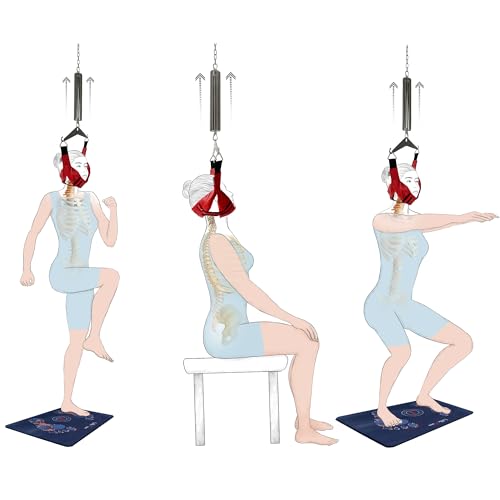 LittleMum Cervical Traction Apparatus, Spinal Decompression Device, Neck Stretcher (Dark RED-Velvet Head Halter)