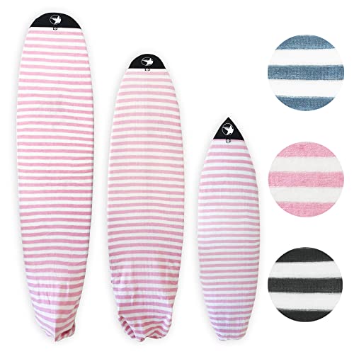 Surf Squared Surfboard Sock Cover and Paddleboard Cover - Lightweight Stretch Protective Surfboard Bag - Surfing Accessories - Shortboard, Longboard, Hybrid, Wakesurf, Standup Paddleboard SUP - color: Pink, size: 7'6" Hybrid