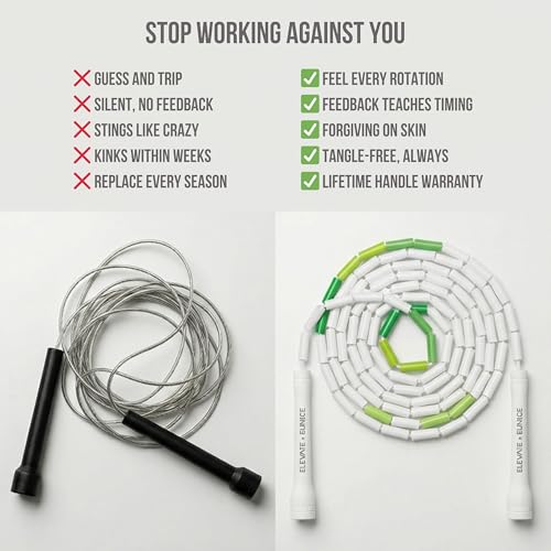 Pro-Grade Beaded Jump Rope for Beginners - color: Jade