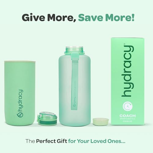 Hydracy 2L Large Water Bottle, 100% BPA Free Tritan Plastic, Leakproof, Zero Condensation, Motivational Timeline, Safe, Non-Toxic, Durable, Smart Design | BPA-Free Tritan, Leakproof Flip-Top Lid,No-Sweat Sleeve,Carry Strap,Daily Intake Tracking for Gym,Sp