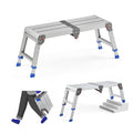 Loyoda Folding Work Platform for Adults, Portable Aluminum Step Stool 500lb | 13.7"-19.5" Adjustable Height, 11.8" x 32.7" Wide Platform for Garage, Painting, Reach High Shelves, Gardening, Car Wash - size: Medium
