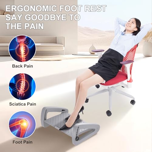Foot Rest for Under Desk at Work - Six Heights Adjustable Under Desk Footrest - Ergonomic Foot Stools for Under Office Desks - Desks Foot Rest with Massage Rollers - Leg Rest for Chair (Gray) - color: Gray