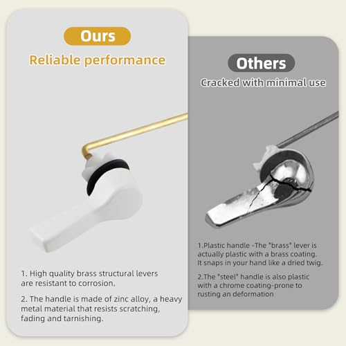 Universal Front Mount Metal Toilet Handle Replacement, Solid Brass, White | Toilet Flush Handle Lever with Adjustable Stainless Steel Chain, Compatible with Kohler, American Standard, TOTO, Mansfield - color: White, style: Front Mount Design