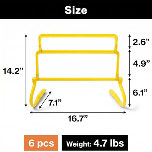 Japard 6 Pcs Adjustable Agility Hurdles, 4 Height Settings, Speed and Footwork Training Equipment for Soccer, Football, Basketball, Youth and Adults