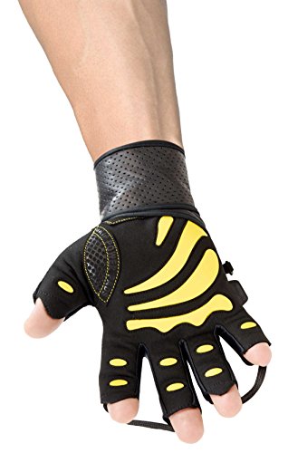 Gym Gloves Protect Your Hands & Improve Your Grip Weightlifting Grips - color: Yellow with 2.5" Wrist Wraps, size: Medium