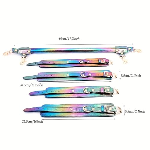 Wooden PU Spreader Bar with 4pcs PU Adjustable Straps,Workout Bar for Home Gym Training Bar,Portable Detachable Pilates Kit - style: Colorful+Colorful Kit