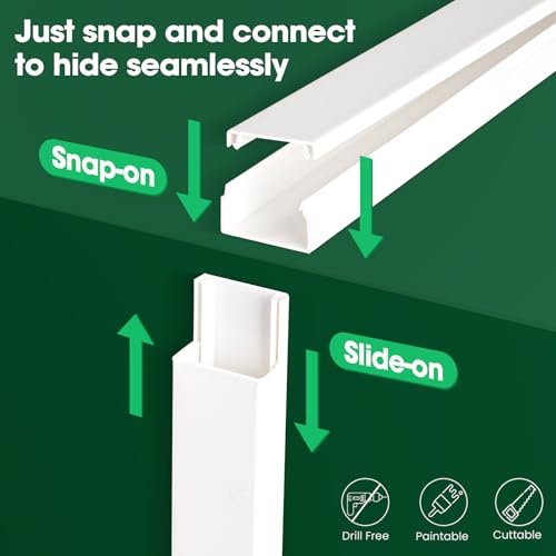 Cord Hider Kit, 58in Cord Covers for Wires on Wall, Paintable Wire Covers for Cords, Self-Adhesive Cable Hider Cord Organizer, Wire Hiders, 4X L14.5in X W0.96in x H0.57in - color: M-4P