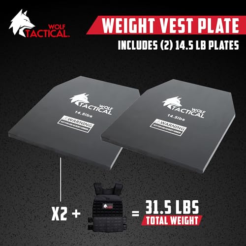 WOLF TACTICAL Weight Vest Plates - 5.75/8.75/14.5/19.75LB Pairs - WODs, Strength Training, Running, Heavy Workouts - color: 14.5LB Plates