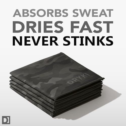 DRYKI Pocket-Sized Sweat Towels - The Original Sweat Absorbing Handkerchiefs - Quick-Dry Microfiber Sweat Rags for Face, Hands, & Body - Men & Women - Gym and Work (Moss Camo: 5 Pack) - color: *Moss Camo