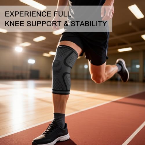 Knee Brace for Women & Men, Knee Compression Sleeve for Knee Pain | 2 Pack Soft Knee Brace for Arthritis, Workout, Runniing, Sports, Meniscus Tear, ACL & Arthritis Pain Relief, Black, S