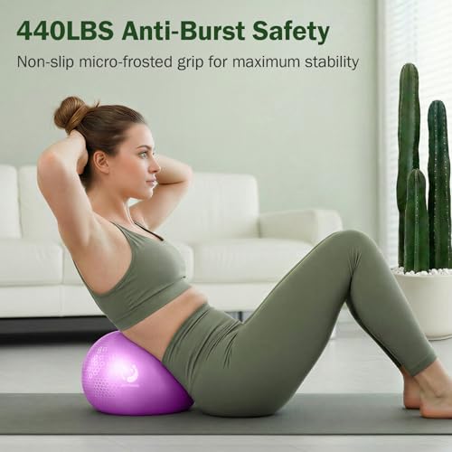 Slim Panda Pilates Ball, 9 Inch Small Exercise Ball, Anti Burst Mini Yoga Ball for Stability, Workout, Barre, Core Strength, Physical Therapy, Balance, Stretching - color: Purple