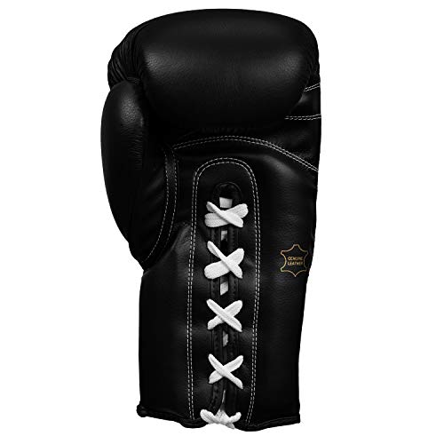 Title Classic Leather Lace Training Gloves 2.0 - Lace Up Boxing Glove, Boxing Competition Gloves, Boxing Sparring Gloves, Boxing Training Gloves, Boxing Bag Gloves, Boxing Gloves - color: Black, size: 14 oz