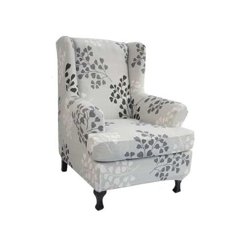 NILUOH Wingback Chair Slipcover 2 Pieces, Stretch Spandex Wingback Chair Covers Washable Slipcover for Wingback Armchairs Non-Slip Furniture Protector with Elastic Bottom for Living Room - color: 11
