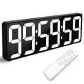 Large Digital Timer Wall Clock with Remote Control, 17.2" Count Down Up Digital Timer LED Display Auto DST Big Digital Clock for Bedroom Kitchen Living Room Office Gym Home Decor, White