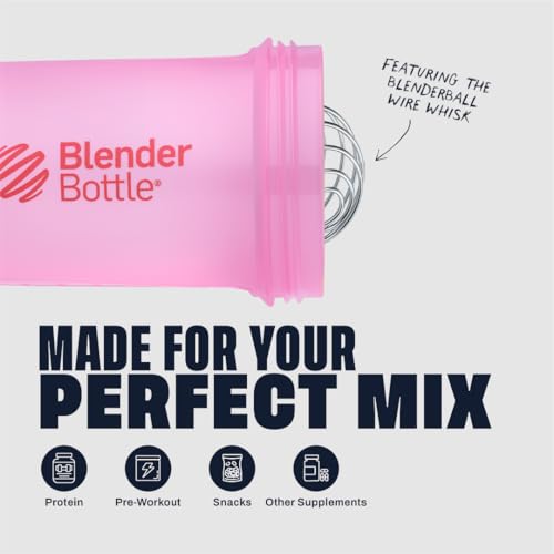 BlenderBottle Shaker Bottle with Pill Organizer and Storage for Protein Powder, Classic V2 ProStak System, 22-Ounce, Pink - color: Pink