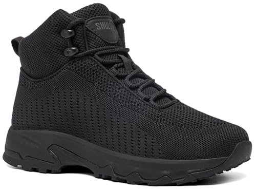 SHULOOK Non Slip Work Boots for Men Slip Resistant Lightweight Kitchen Chef Shoes for Restaurant Food Service Comfy Working Shoe Ankle Support Mesh Walking Footwear Black - size: 8 Wide