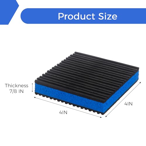 8Pcs Anti Vibration Pads 4'' X 4'' X 7/8" Sound Isolation Ribbed Rubber Mats with EVA Center, Heavy Duty Blue EVA Pad for Air Conditioner,Compressors,HVAC,Treadmills etc