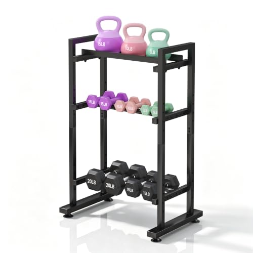 SYQ 3 Tier Dumbble Rack - 550LB Capacity Adjustable Dumbbell Storage Rack Space-Saving Home Gym Weight Rack For Dumbbells And Kettlebells
