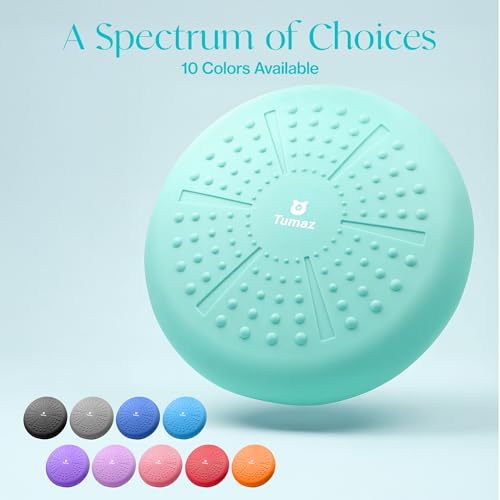 Tumaz Wobble Cushion - Wiggle Seat to Improve Sitting Posture & Stay Focused for Sensory Kids, Balance Disc to Core Strength & Flexible Seating [Extra Thick Balance Board, Pump Included Wobble Board] | Extra Thick | Supports Active Sitting | For Sensory K