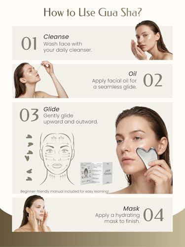 Stainless Steel Gua Sha Facial Tools, Guasha Tool for Face Acupuncture Therapy Trigger Point Treatment, Gua Sha Scraping Massage Tool - color: Silver