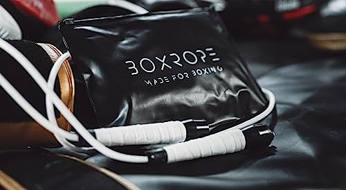 BOXROPE, A Jump Rope Made For Boxing, Tangle-Free, 15% Heavier Than A Normal PVC Rope, Boxer Jump Rope, Adjustable, Includes Grip Tapes For More Grip, Skipping Rope for Boxers, Premium Quality - color: Grey (Up to 6'2ft)