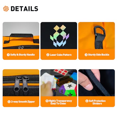 Transparent Speed Cube Storage Case - Visible Rubix Cube Soft Carrying Case for 12+pcs Different Types Cube, Compatible with Cube Tripod, Competition Cubing Timer, Lube & Tools for Home Travel - color: Transparent Front