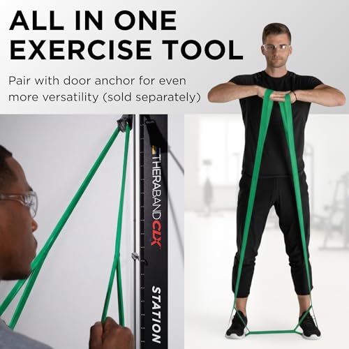 THERABAND CLX Resistance Band with Loops, 5 Feet, Silver, Super Heavy, Non-Latex, Elastic Band for Exercise, Mobility & Rehab, Stretching, Home Workouts, Color-Coded for Easy Resistance Levels - color: Level 3 / Heavy - Green