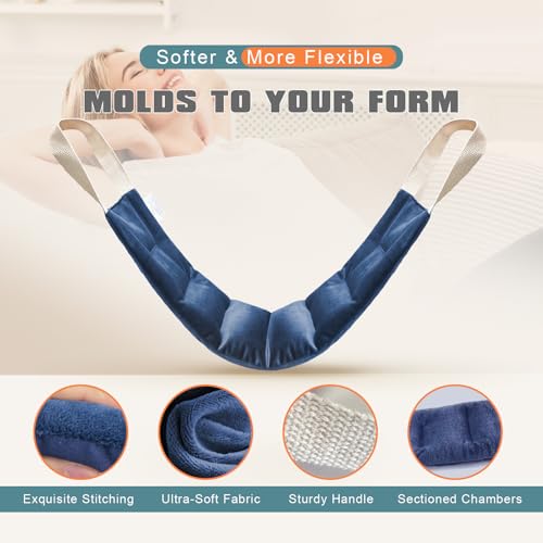 uncn Heating Pad for Neck Shoulders and Back Microwavable Wrap Weighted Neck Warmer 32x5in Microwave Heat Wrap Rice Beanbag Lavender Scented 1.5Pounds - color: Navy Blue