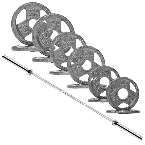 Signature Fitness 2-Inch Cast Iron Barbell Sets - size: 70LB Set