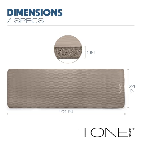 Tone Fitness 1-Inch Thick Yoga Mat | High-Density, Non-slip Exercise Mat with Carrying Strap for Yoga, Pilates, & Home Gym Workouts | Multiple Options - color: Beige, style: Mesh