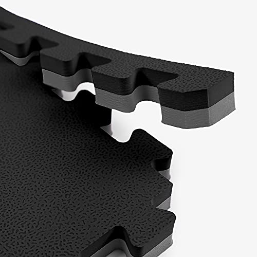 FlooringInc's 1" Thick Foam Tiles, 3'x3' or 2'x2' Reversable Interlocking Tiles, Ideal Yoga Mat, Gymnastics Mat, Workout Mat for MMA and Jiu Jitsu Training - color: Black/Gray, size: 2 - 3'x3' Tiles (18 Sq Ft)