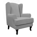 Easy-Going Stretch Wingback Chair Sofa Slipcover 2-Piece Sofa Cover Furniture Protector Couch Soft with Elastic Bottom, Spandex Jacquard Fabric Small Checks, Light Gray - color: Light Gray