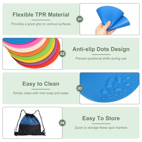 Spot Markers, Poly Spot Marker for Agility Training Floor Dots Non Slip Flat Field Cones - color: Blue, size: 30 cm/11.8inch
