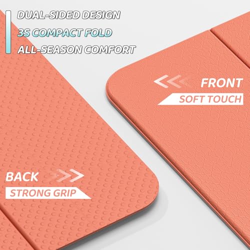 ILILI Foldable Yoga Mat 71 * 24 * 0.3 Inch | Lightweight TPE Non Slip Exercise Mat, Waterproof Portable Fitness Mat for Home Gym, Pilates, Stretching & Daily Workouts - color: Orange