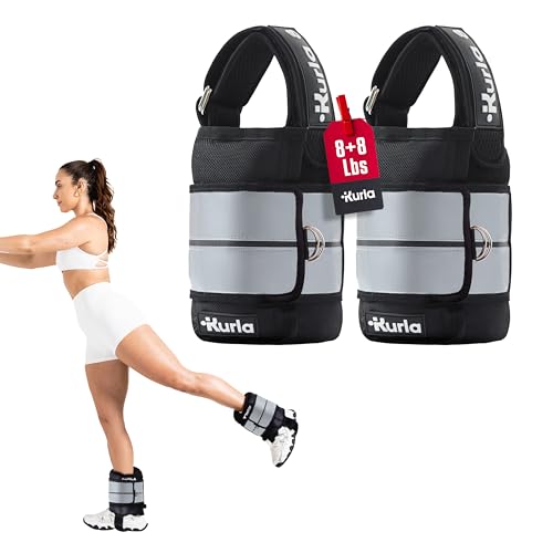Ankle & Wrist Weights - 8/16/20/30 lbs Pair (4-15lbs - Each) | Dual Adjustable Secure Strap System, Patented Design, Ideal for Home Workouts, Pilates, Yoga, Glute Training - size: 08 lbs each (16 lbs pair)