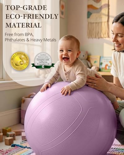 Trideer Pregnancy Birthing Ball, 1.7mm Extra Thick Yoga Ball for Maternity, Labor, Physio, Recovery, Exercise Guide & Daily Comfort Tips for All Trimesters, Anti-Burst Non-Slip Stability Ball - color: Lavender, size: L(23-26IN/58-65cm)