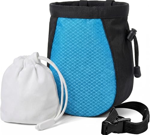 Climbing Chalk Bag for Rock Climbing - with Chalk Ball - Adjustable Black Chalk Bag Bouldering for Rock Climbing Equipment - color: Blue