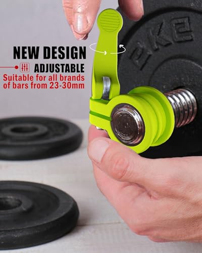 Mini Barbell Clips 1 inch I Multi-Size Adjustable Barbell Collar I 1 inch Barbell ClampsIQuick Release Weight Clips Pair of Locking for Dumbbell Bar - color: Green