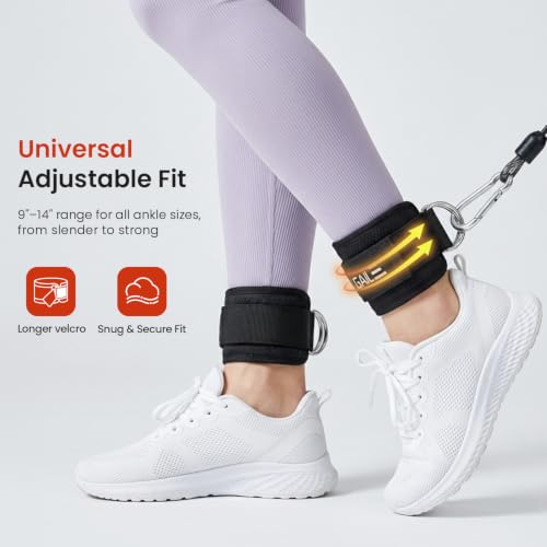 BAGAIL Ankle Straps for Cable Machines (2 Pack), Double D-Ring Ankle Cuffs with Extra Thick Padding, Adjustable Fit for Women & Men Glute Kickbacks, Hip Abductors & Leg Curls, Includes Mesh Bag - color: Black